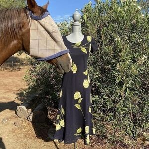 Jessica Howard Vintage 1980 Yellow Floral Dress Women's Size Small